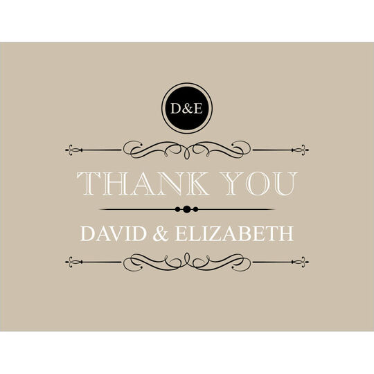 Tan Vintage Thank You Folded Note Cards